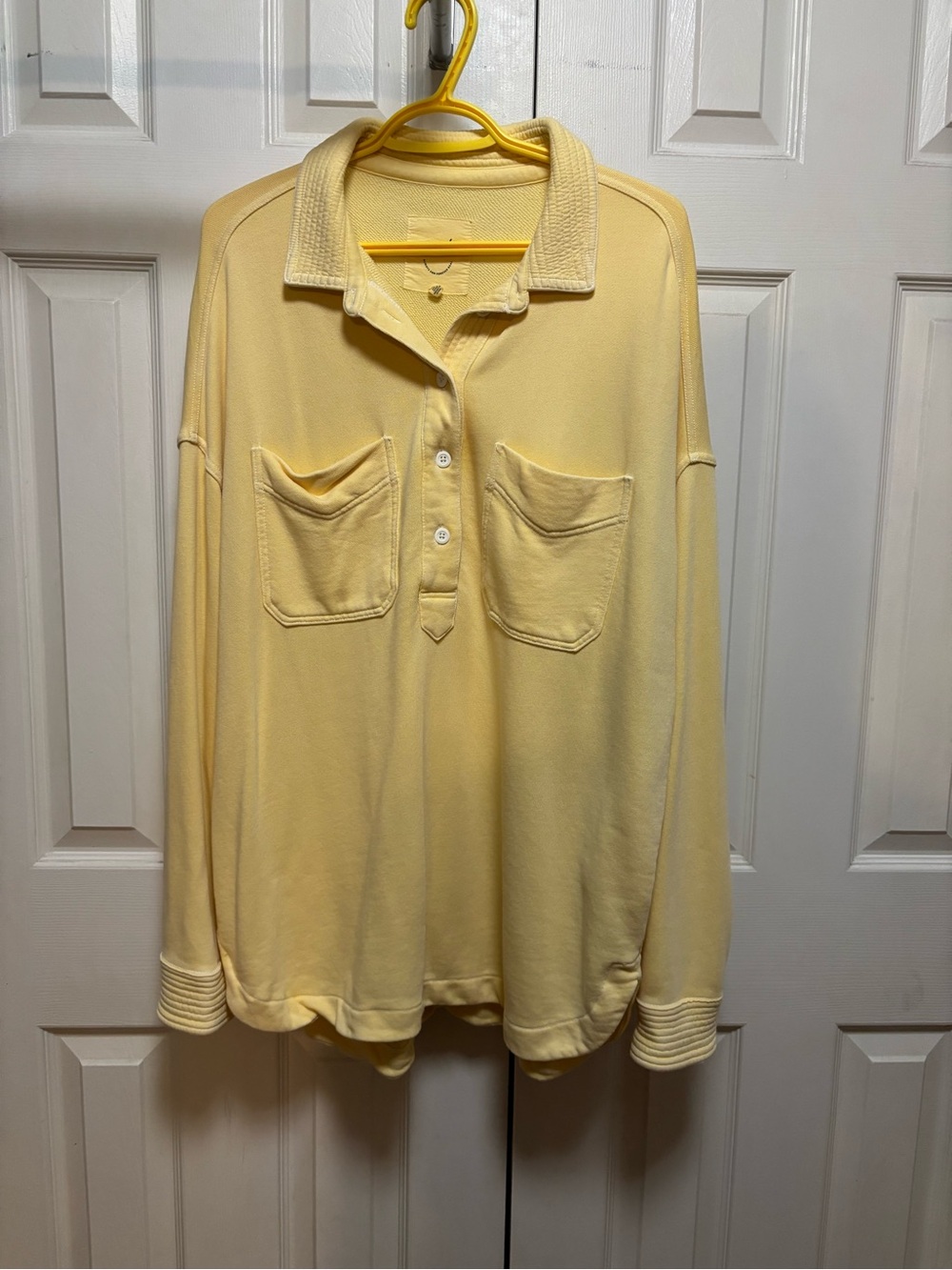 Aerie Henley collared shirt in butter yellow